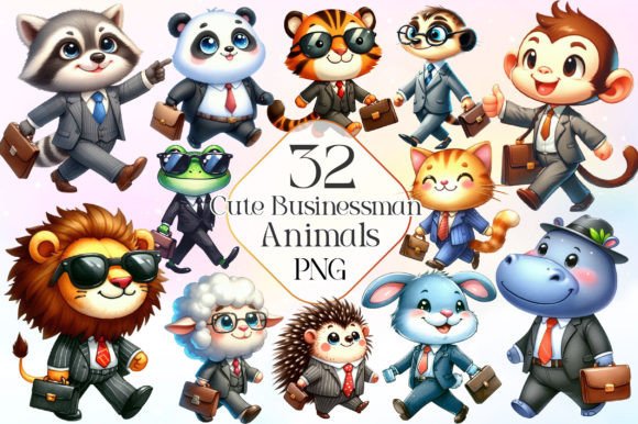 Download Cute Businessman Animals Clipart - Business Collection