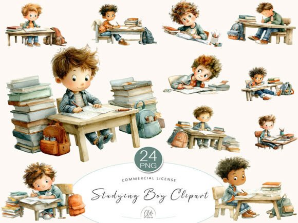 Download Studying Boy - Studying Collection