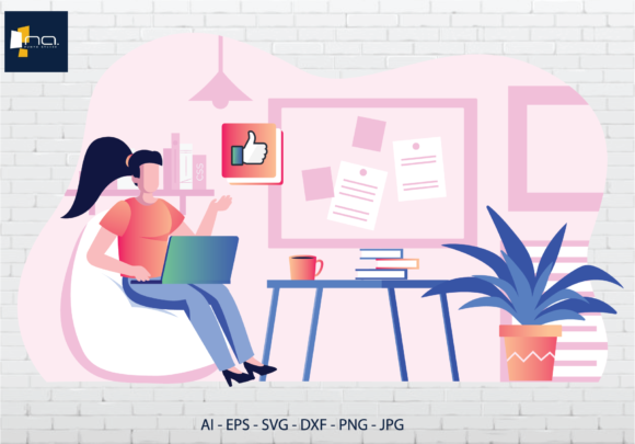 Download Flat Character Girl Was Studying at Cafe - Studying Collection