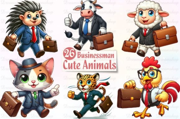 Download Cute Businessman Animals Sublimation PNG - Business Collection